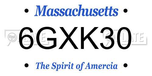 6GXK30 Massachusetts License Plate