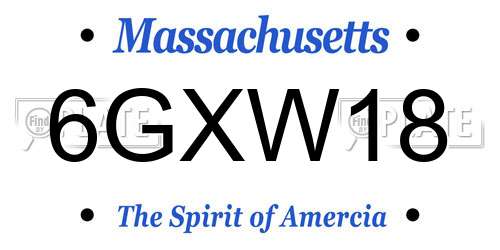6GXW18 Massachusetts License Plate