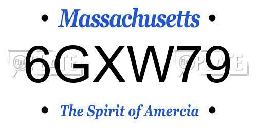 6GXW79 Massachusetts License Plate