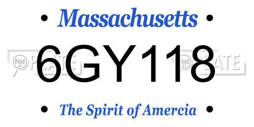 6GY118 Massachusetts License Plate