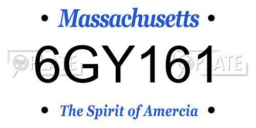 6GY161 Massachusetts License Plate