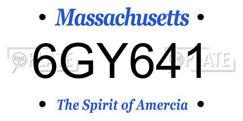 6GY641 Massachusetts License Plate