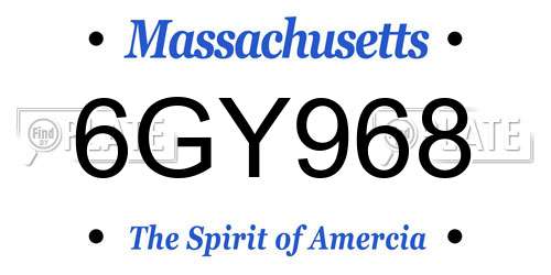 6GY968 Massachusetts License Plate