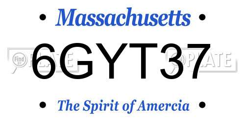 6GYT37 Massachusetts License Plate