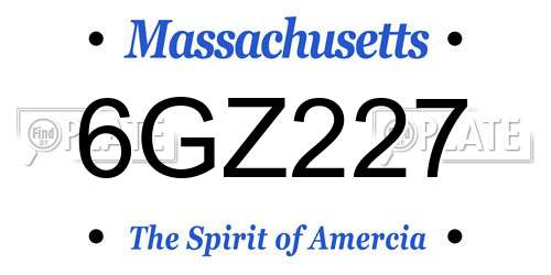 6GZ227 Massachusetts License Plate