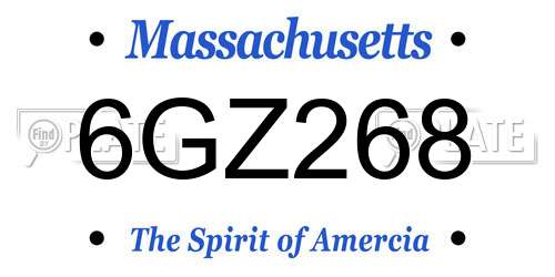 6GZ268 Massachusetts License Plate