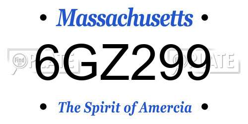 6GZ299 Massachusetts License Plate