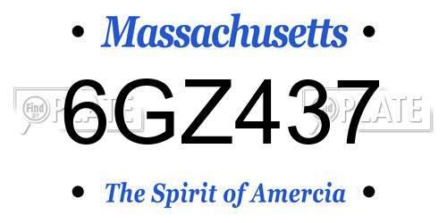 6GZ437 Massachusetts License Plate
