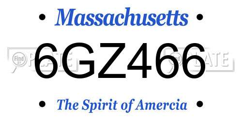 6GZ466 Massachusetts License Plate