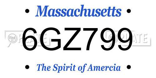6GZ799 Massachusetts License Plate