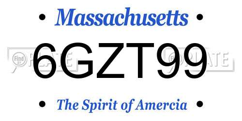 6GZT99 Massachusetts License Plate