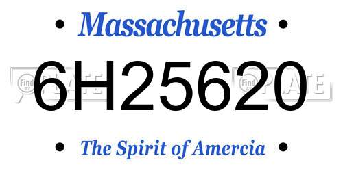 6H25620 Massachusetts License Plate