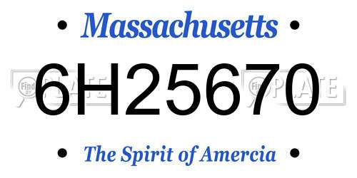 6H25670 Massachusetts License Plate