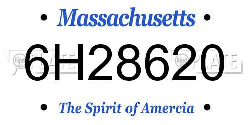6H28620 Massachusetts License Plate