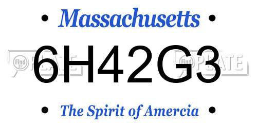 6H42G3 Massachusetts License Plate