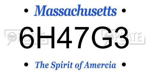6H47G3 Massachusetts License Plate