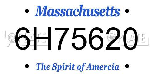 6H75620 Massachusetts License Plate