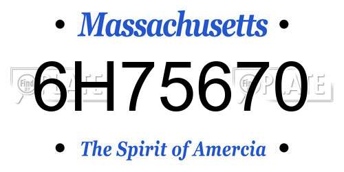 6H75670 Massachusetts License Plate