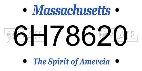 6H78620 Massachusetts License Plate
