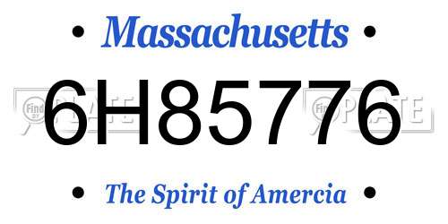 6H85776 Massachusetts License Plate