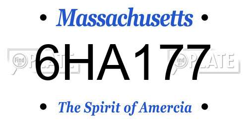 6HA177 Massachusetts License Plate
