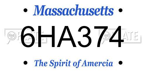 6HA374 Massachusetts License Plate