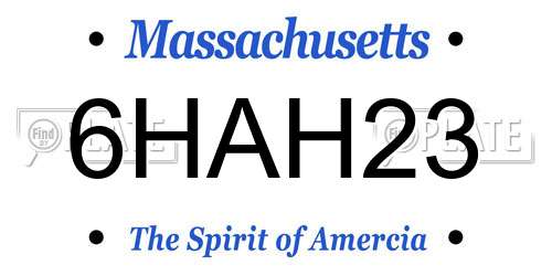 6HAH23 Massachusetts License Plate