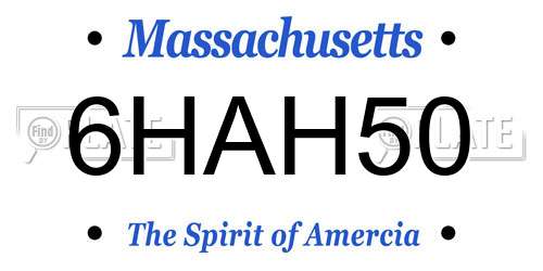 6HAH50 Massachusetts License Plate