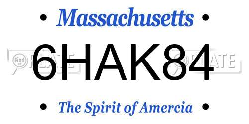 6HAK84 Massachusetts License Plate