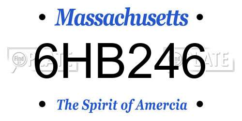 6HB246 Massachusetts License Plate