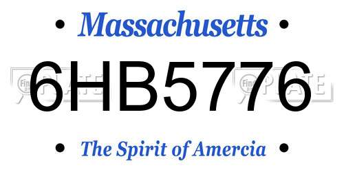6HB5776 Massachusetts License Plate