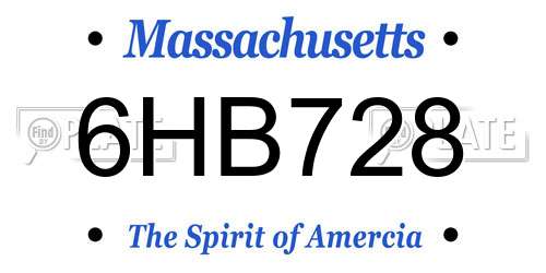 6HB728 Massachusetts License Plate