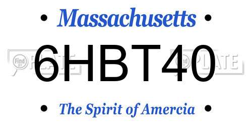 6HBT40 Massachusetts License Plate