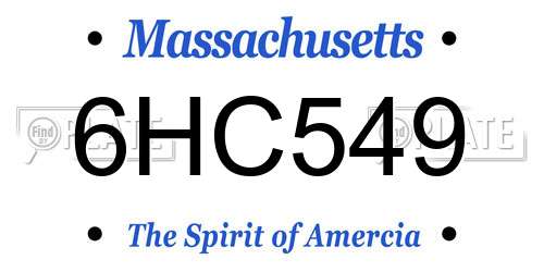 6HC549 Massachusetts License Plate