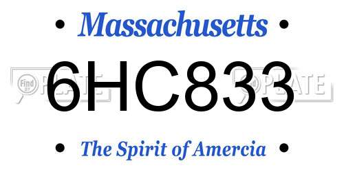 6HC833 Massachusetts License Plate