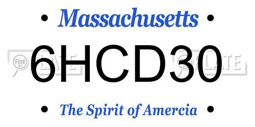 6HCD30 Massachusetts License Plate