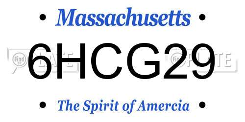 6HCG29 Massachusetts License Plate