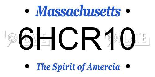 6HCR10 Massachusetts License Plate