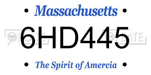 6HD445 Massachusetts License Plate