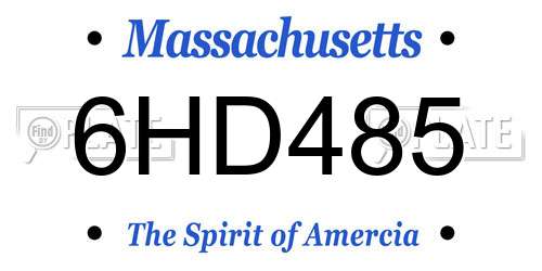 6HD485 Massachusetts License Plate