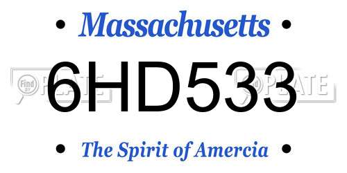 6HD533 Massachusetts License Plate