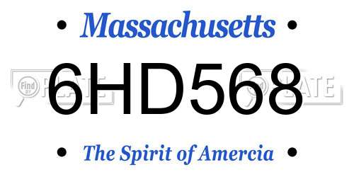6HD568 Massachusetts License Plate
