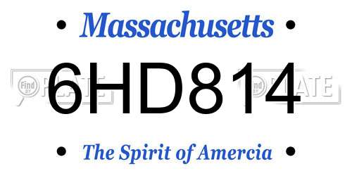 6HD814 Massachusetts License Plate