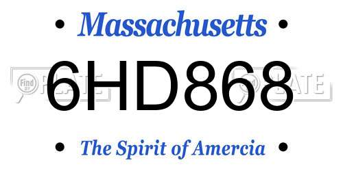 6HD868 Massachusetts License Plate