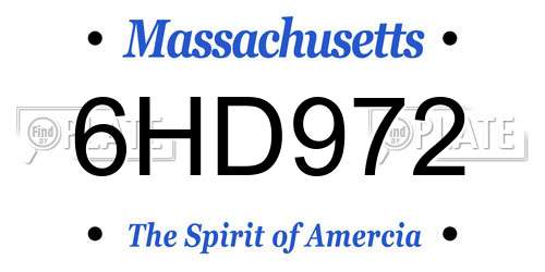 6HD972 Massachusetts License Plate