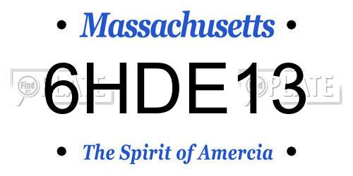6HDE13 Massachusetts License Plate