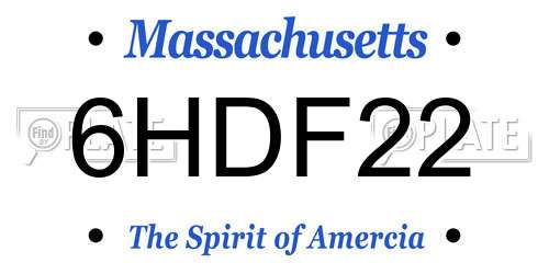 6HDF22 Massachusetts License Plate