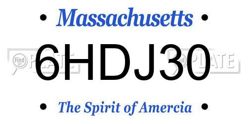 6HDJ30 Massachusetts License Plate