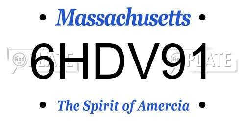 6HDV91 Massachusetts License Plate