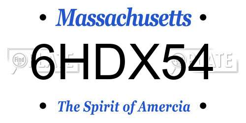 6HDX54 Massachusetts License Plate